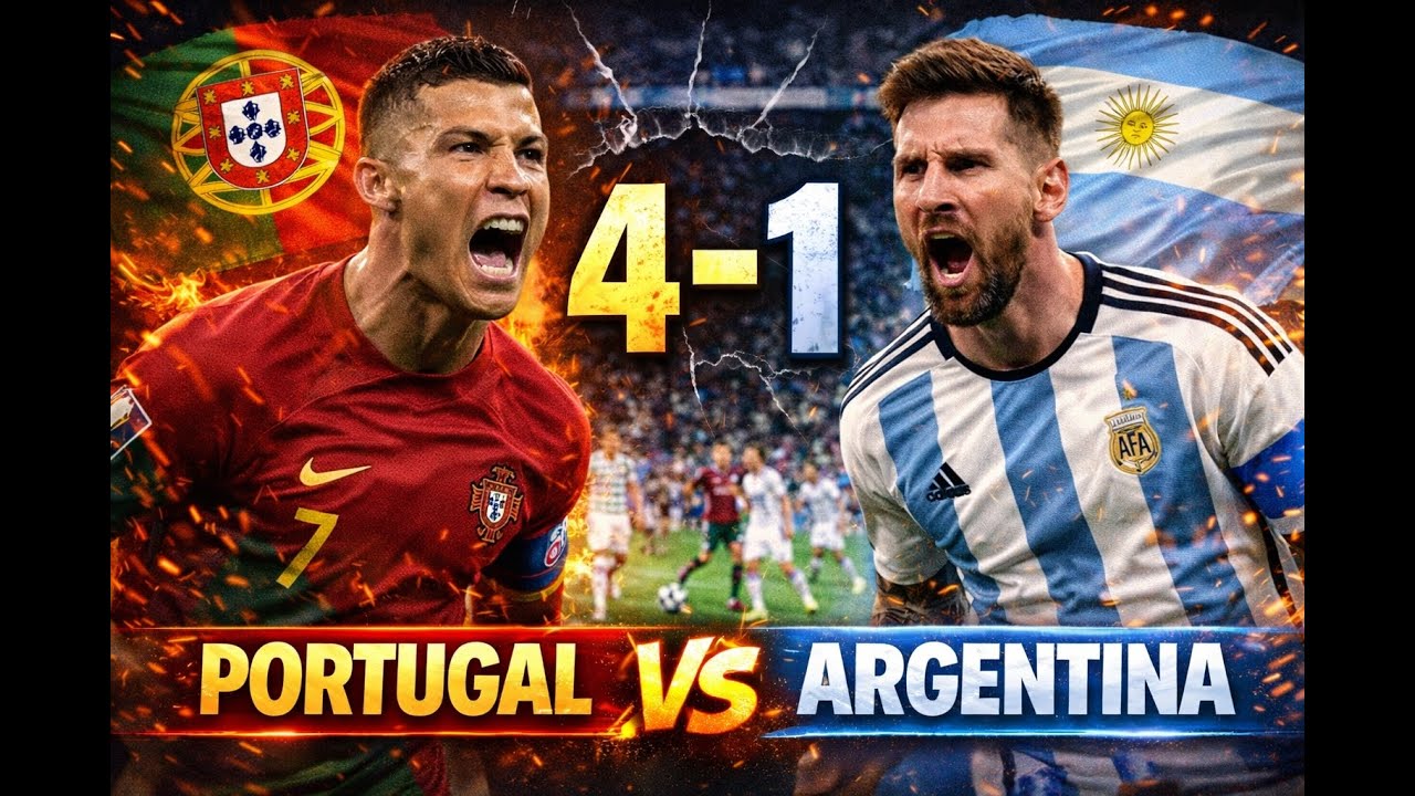“Ronaldo SHOCKS Messi! 4–1 😱” #Ronaldo #Messi #PortugalVsArgentina #Football