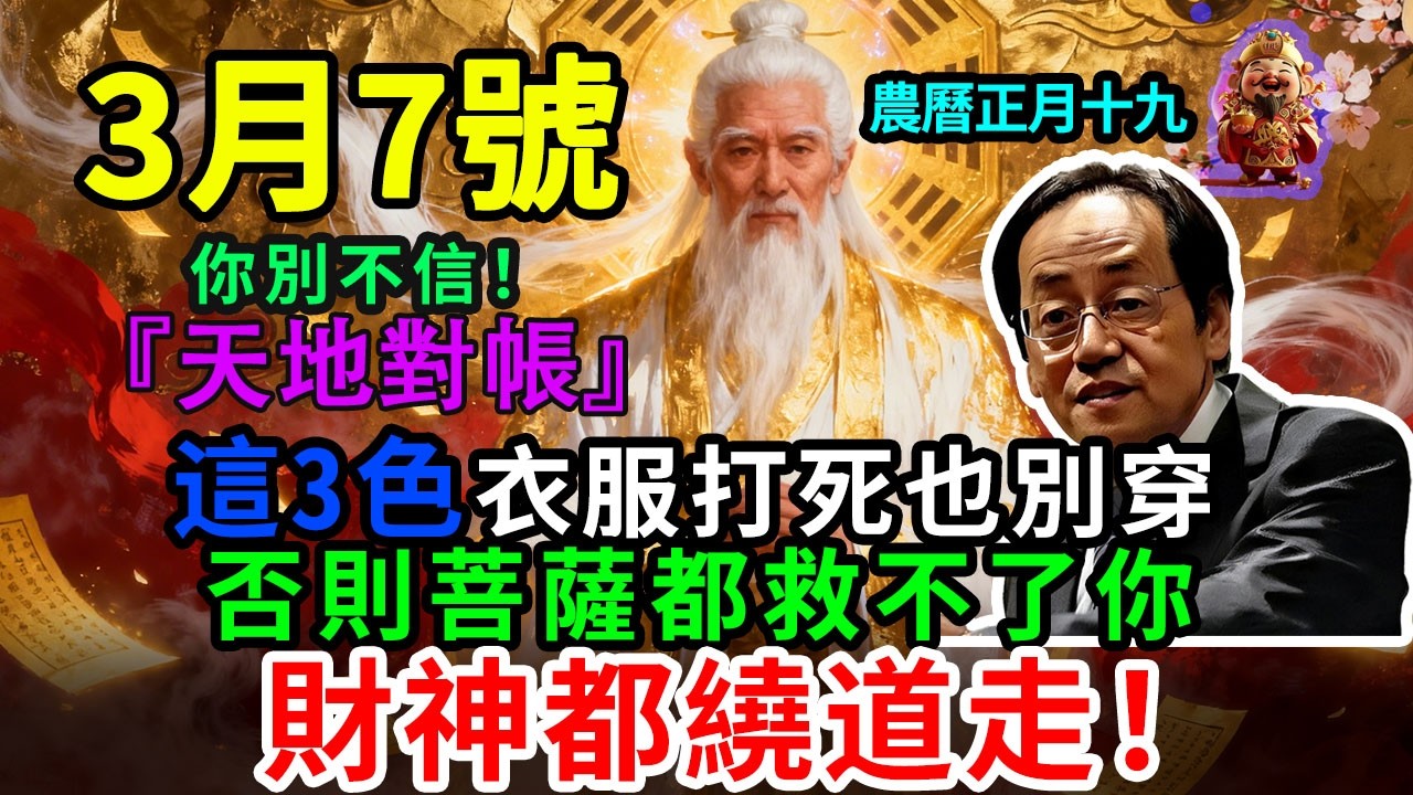 你別不信！3月7號，農曆正月十九，「驚蟄後三日天地對帳」，長春真人巡視人間，這3色衣服打死也別穿，否則菩薩都救不了你，財神都繞道走！＃佛學 ＃佛淨 ＃佛陀 ＃佛法 ＃佛教 ＃修行