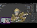 ⚔️ Elf Paladin – 3D Sculpting Process | Part 5 – Hair Sculpting &amp; Strand Details