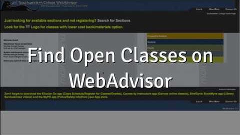 How to Find Open Classes on WebAdvisor