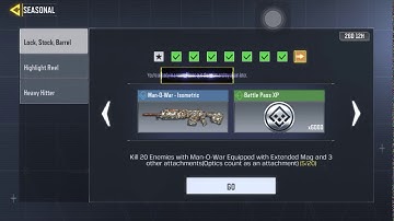 Kill 20 enemies with Manowar equipped with extended mag and 3 other attachments