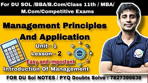 Principles Of Management | UNIT - 1 /Lesson-2 Management. Du Sol Sem-1 B.COM (P/H)#du#bcomhons#sol🔥✅