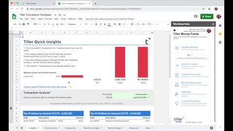 Set up and install for the Tiller Money Google Sheets Foundation template