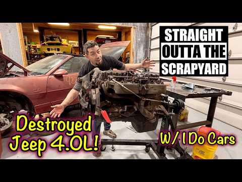 ScrapYard to Engine Stand, Getting a Locked up Jeep 4.0L on the Stand for a Teardown w/@I_Do_Cars