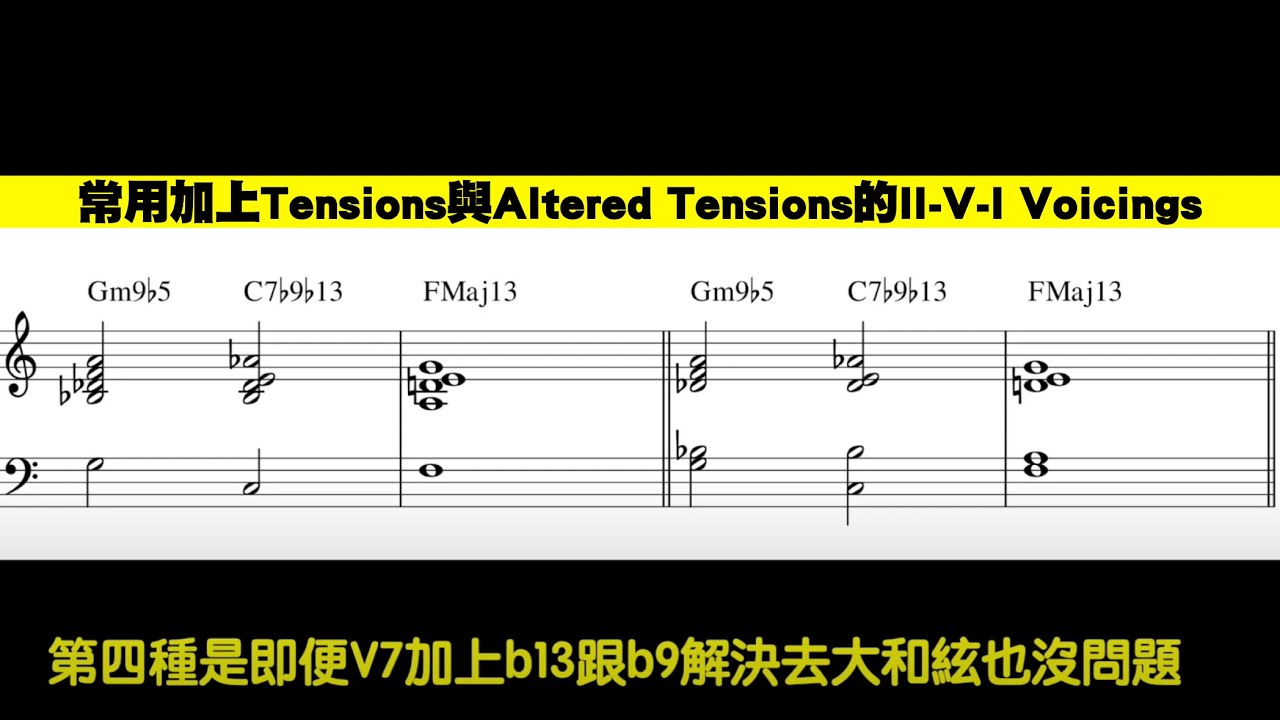 常用加上Tensions與Altered Tensions的II-V-I Voicings - YouTube
