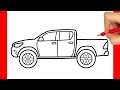 How to draw a Pickup Truck step by step easy