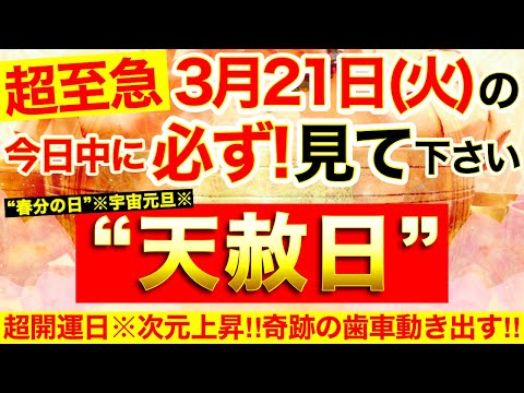 ※天赦日＋一粒万倍日＋寅の日＋春分の日※【3月21日(火)”宇宙元旦”】の本日中に必ずご覧ください!!⚠️見れたら超次元上昇!!人生が変わる奇跡の歯車動き出す!!🌟【奇跡が起こる高波動エネルギー】