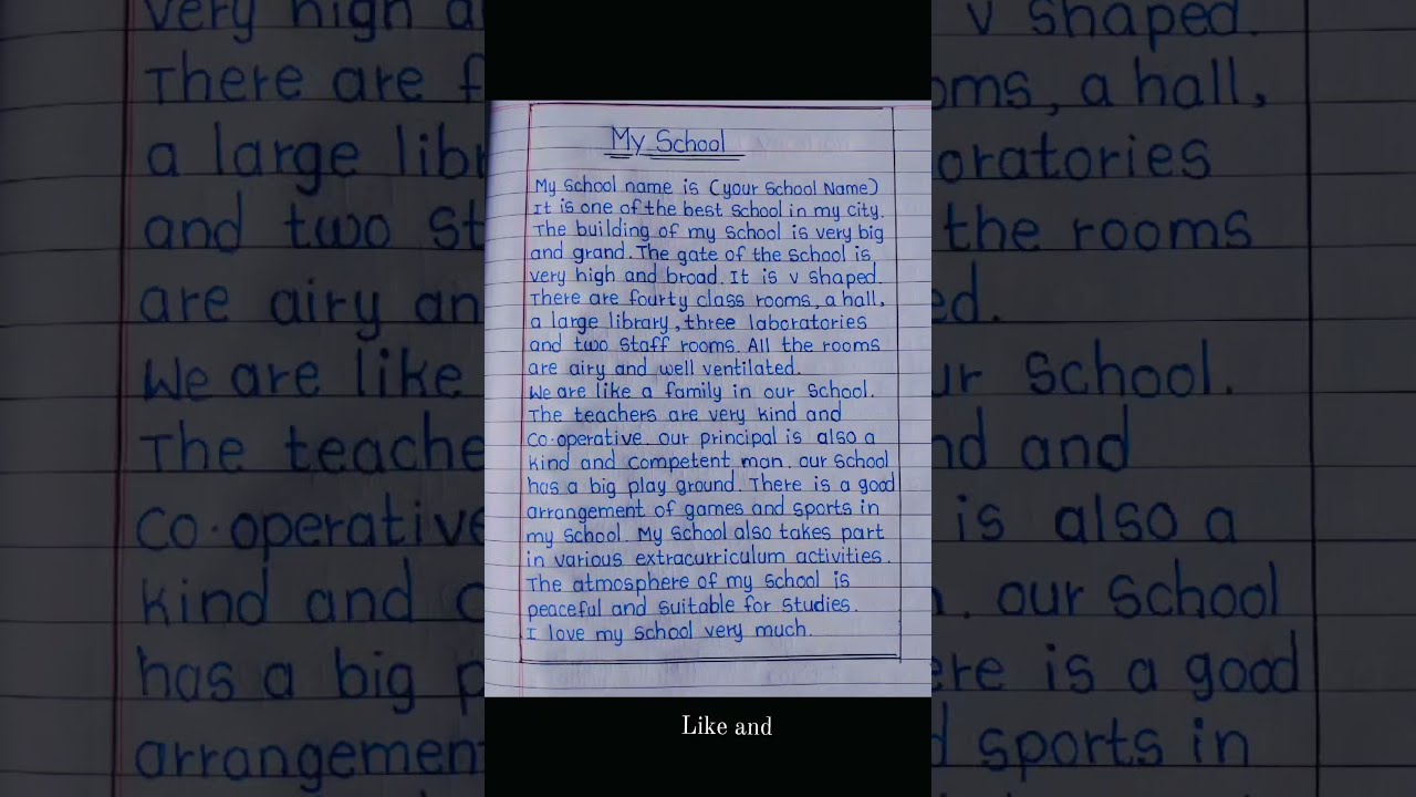 My School Essay In English Handwriting Englishessay Englishparagraph Yt