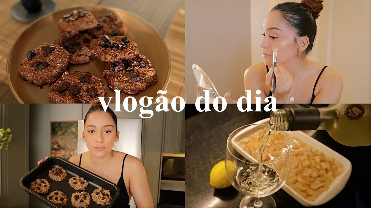 Maquiagem de sempre, cookies fit, bate papo sobre rotina, jantar com marido em um VLOG do meu dia.