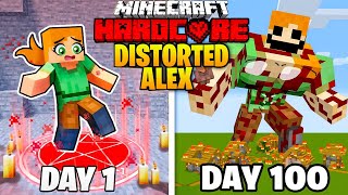 I Survived 100 DAYS as a DISTORTED ALEX in Minecraft Hardcore World... (Hindi) || AB