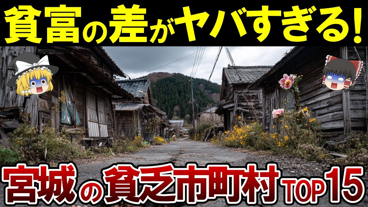 【最新版】宮城県で財政が一番ヤバいのはどこ…？宮城県の貧乏市町村ランキングTOP15【ゆっくり解説】【日本地理】