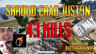 Shroud, Chad, Just9n | 43 Kills | PUBG
