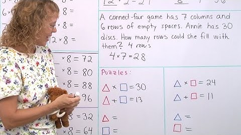 Varied multiplication practice: missing factors, word problem, puzzles