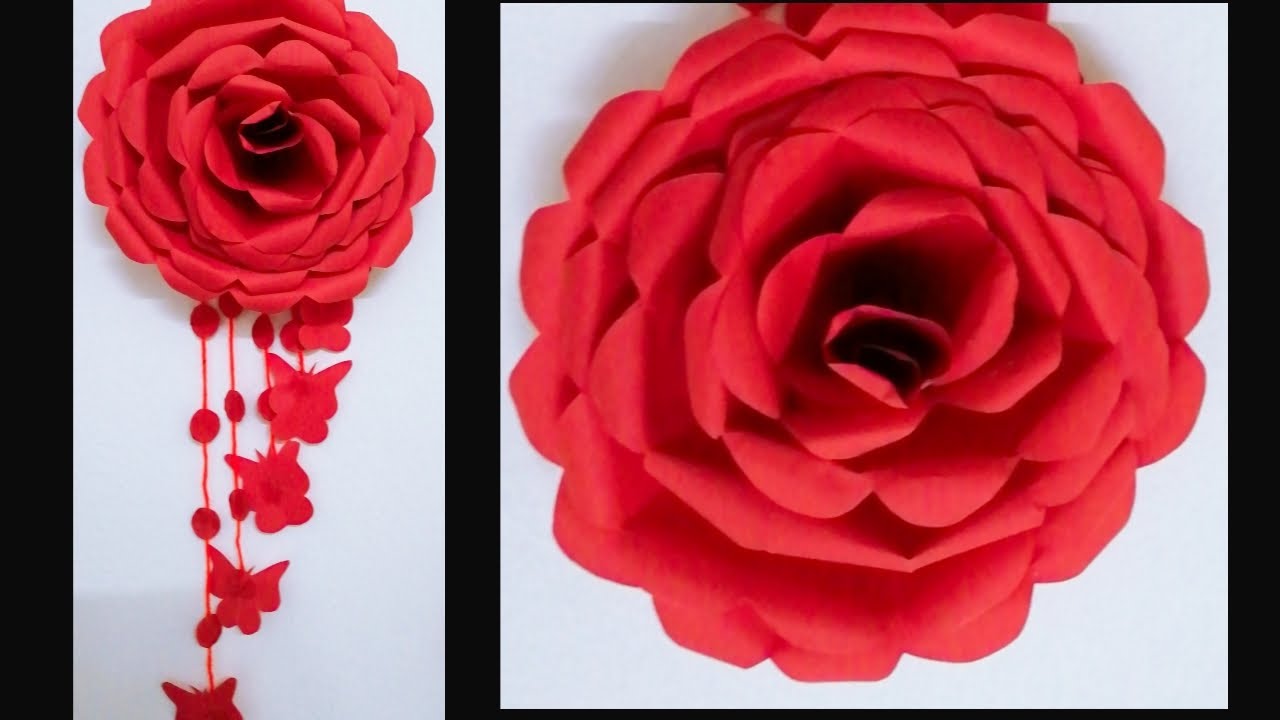 Rose wall hanging Diy craft with paper YouTube