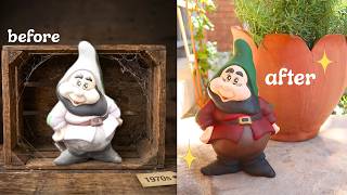 Weird Garden Gnome History and Repainting this Garden Decor!