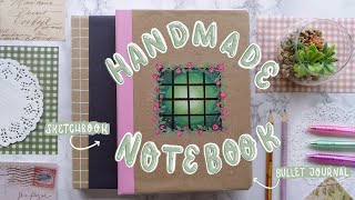 DIY STATIONERY 🌻 HOW TO MAKE a NOTEBOOK for JOURNAL or SKETCHBOOK 🌿 and AESTHETIC FRONT PAGE DESIGN