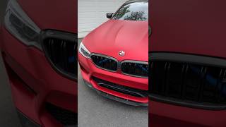 CRAZY Satin Chrome Red WRAP on this F90 M5 hood! 👌🏼🔥 #bmw #f90 #m5 #wrap #satinchrome #chicago