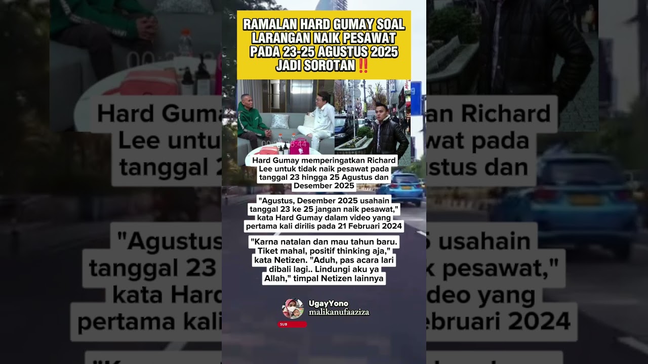 Ramalan Hard Gumay Soal Larangan Naik Pesawat pada 23-25 Agustus 2025, Jadi Sorotan‼️