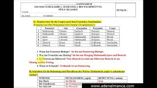 Almanca Dersi 9. Sınıflar 1. Dönem 2. Yazılı Sınav Örneği - Yeni̇-2021