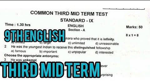 class 9 english question|| 3rd mid term exam question paper ||smile only