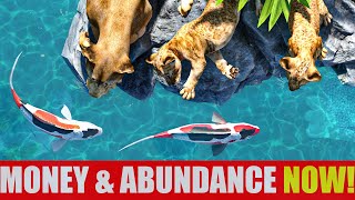 I RECEIVE MONEY &amp; UNEXPECTED ABUNDANCE: 432Hz Music ❯ Subliminal (Feng Shui Koi Fishes + Wild Lions)