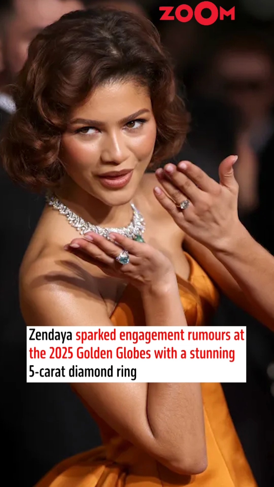 Is Zendaya engaged? Actress' sparked rumours at an award function with 5 carat diamond ring #shorts