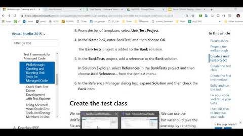 Visual C# Unit Testing Visual Studio 2017