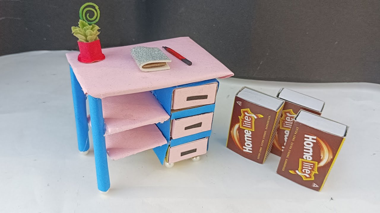 DlY mini study table with Matchbox How to make study table YouTube