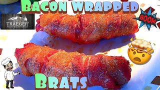 Bacon Wrapped Brats on a Traeger Grill - How to smoke brats