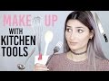 Make up avec uniquement des ustensiles de cuisine  full face using only kitchen tools challenge