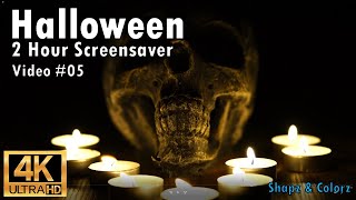 [4K] Halloween Skull with Candles Ambience Screensaver Background Loop Video #05 for 2 Hours in  HD screenshot 5