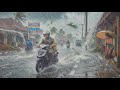 EXTREME RAINSTORM‼️TORRENTIAL RAIN EMBRACES A QUIET RURAL LIFE IN INDONESIA #rain #relaxing #village
