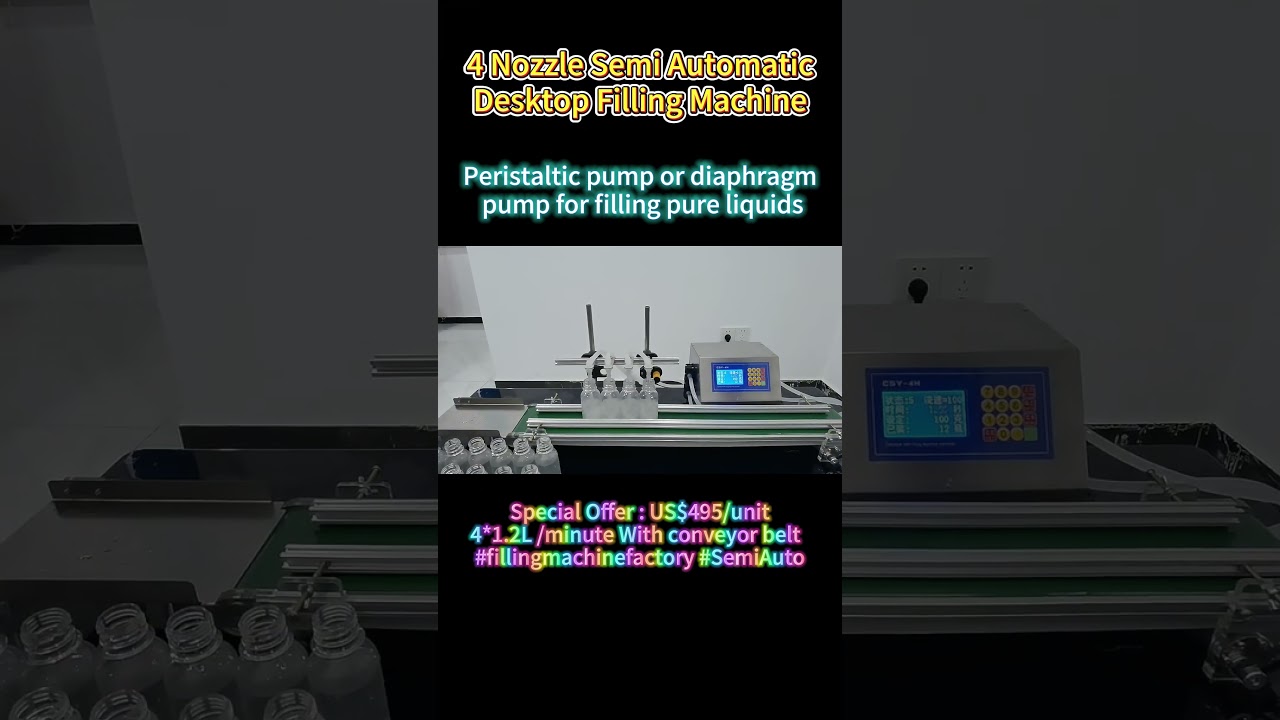 ‌4 Head Conveyor Belt Filling Machine‌ |Beverages Sauce oils disinfectants pharmaceuticals cosmetics