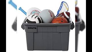 Rubbermaid Commercial Products BRUTE Tote Storage Container with Lid, 20-Gallon, Gray  (Pack of 6)