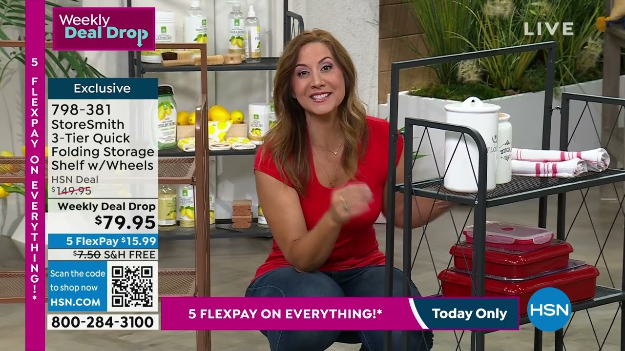 StoreSmith 3Tier Quick Folding Storage Shelf with Wheels