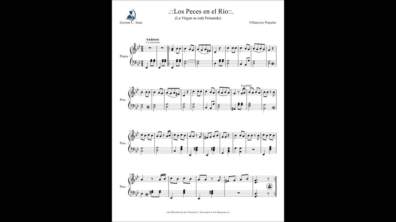 La Virgen se está peinando Partitura para piano fácil para principiantes  Villancico Popular - YouTube