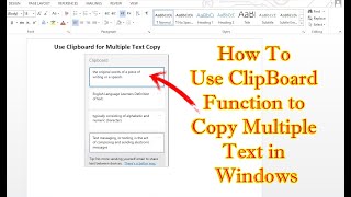How To Use Clipboard Function to Copy Multiple Text in Windows