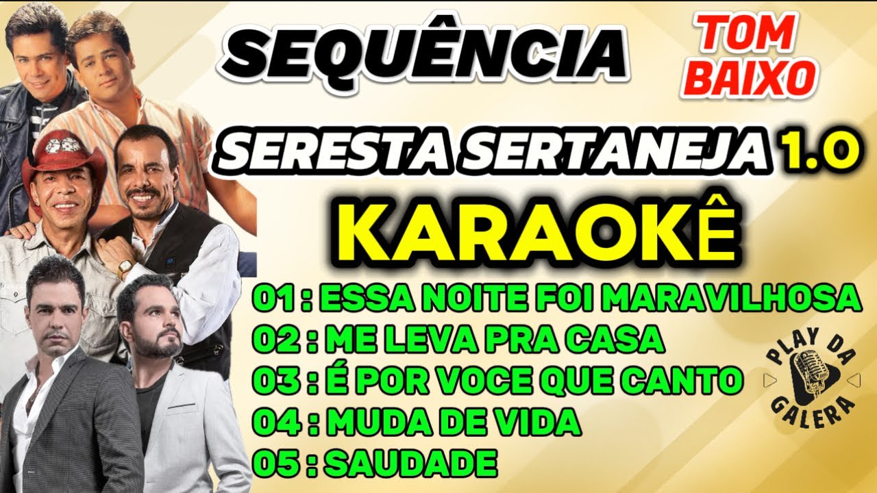 KARAOKÊ, Sequência SERESTA  SERTANEJA 1.0 , TOM BAIXO , 05 playbacks com letra