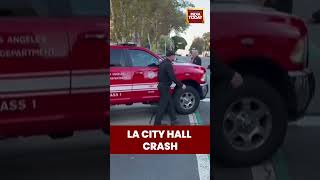 LA City Hall Evacuated After Car Crashes Into Building’s Steps, No Major Injuries Reported