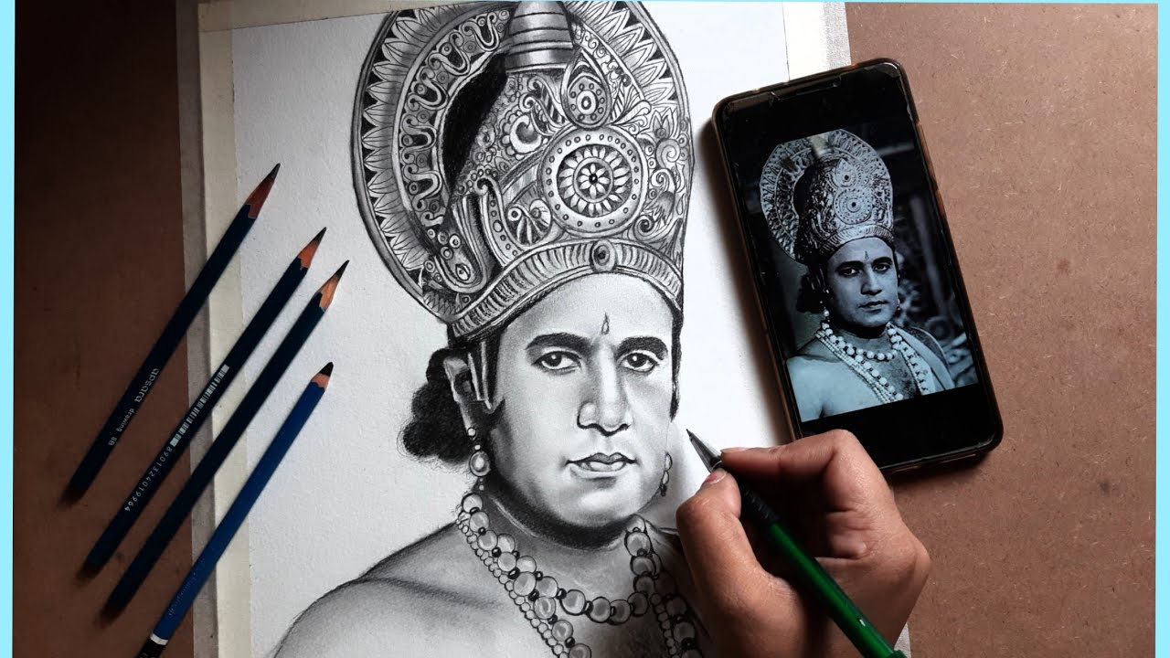 How to draw Lord RAMA (Shri Ram} sketch/Ramayana/step by step/JAI SHRI ...