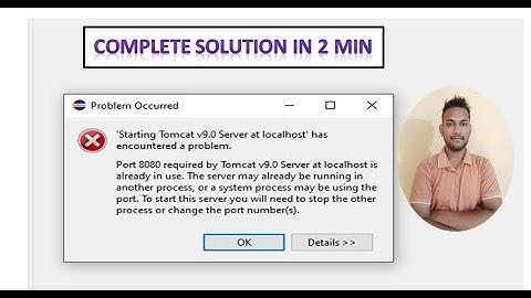 Port 8080 required by Tomcat v9.0 server at localhost is already in use. #eclipse #server #java