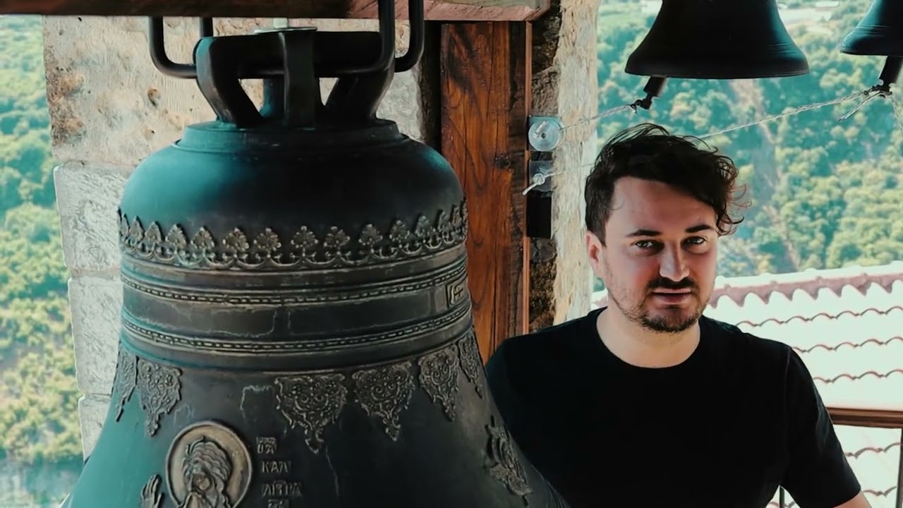 Clopote și clopotar electronic la Mănăstirea Zavordas, Grecia, august 2024, Stareț Nicanor.
