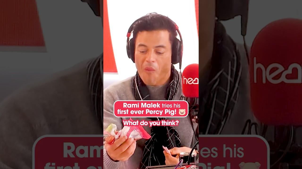 Rami Malek tries his first EVER Percy Pig 😲