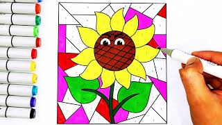 Coloring a sunflower with me | Yellow Flower | coloring | coloring pages | happy coloring