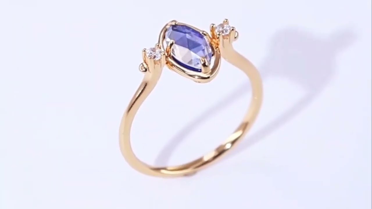 925 Sterling Gold Plated Reversible Ellipse Cut Lapis Lazuli Rings 