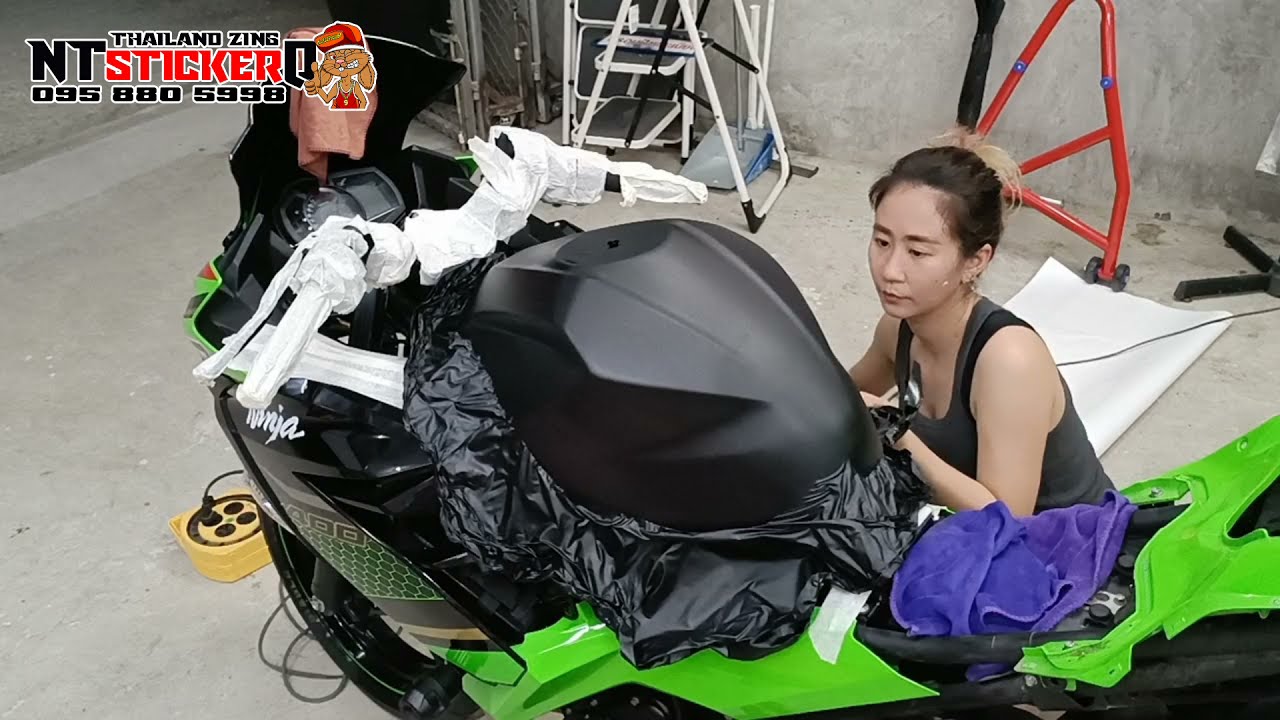 Kawasaki Ninja 400 หุ้มดำด้าน นินจา ทั้งคัน Black matte car wrap 👇👇 สินค้าลิงค์ใต้คลิป 👇👇