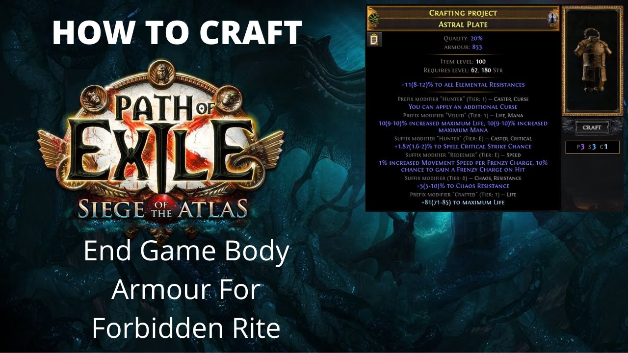 How To Craft End Game Body Armour For Forbidden Rite Selfcast PoE