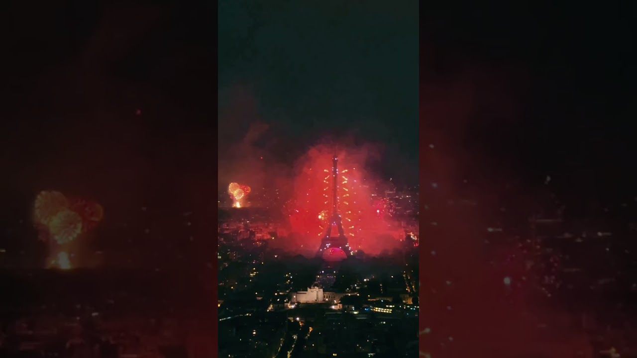 Le feu d'artifice du 14 juillet 2025 à paris capturé depuis le rooftop de la tour Montparnasse 🔥🎆