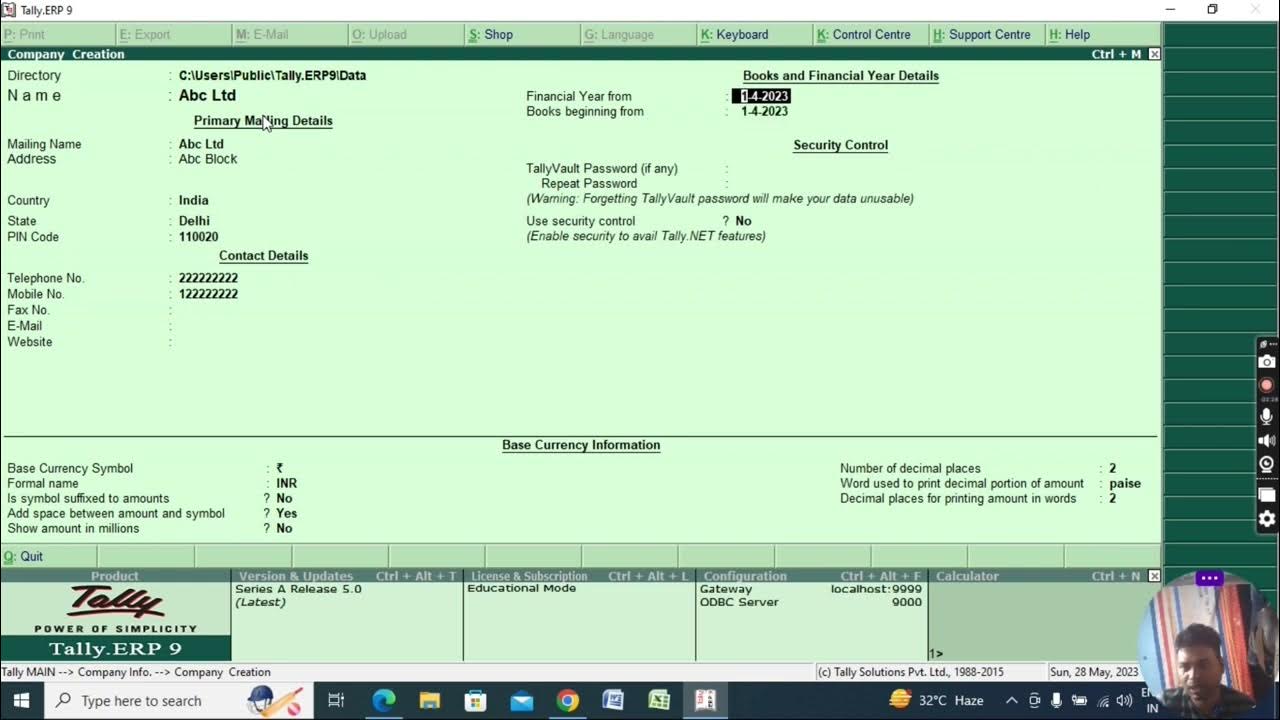 How to Create Company in Tally ERP 9 Create New Company In Tally ERP