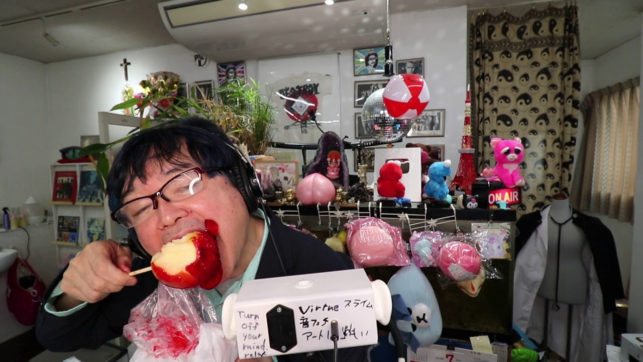 ASMR Melted ice apple candy eating sound 【音フェチ】りんご飴咀嚼音